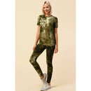 Tie Dye Round Neck Short Sleeve Top and Leggings Set [Available in Black or Olive]