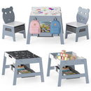 Toddler Table and 2 Chairs 5-in-1 Cute Art Desk Set with Reversible Chalkboard Whiteboard