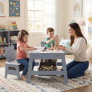 Toddler Table and 2 Chairs 5-in-1 Cute Art Desk Set with Reversible Chalkboard Whiteboard