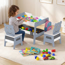 Toddler Table and 2 Chairs 5-in-1 Cute Art Desk Set with Reversible Chalkboard Whiteboard