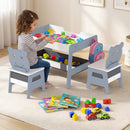 Toddler Table and 2 Chairs 5-in-1 Cute Art Desk Set with Reversible Chalkboard Whiteboard