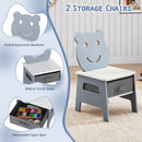 Toddler Table and 2 Chairs 5-in-1 Cute Art Desk Set with Reversible Chalkboard Whiteboard