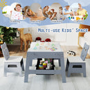 Toddler Table and 2 Chairs 5-in-1 Cute Art Desk Set with Reversible Chalkboard Whiteboard