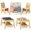 Toddler Table and 2 Chairs 5-in-1 Cute Art Desk Set with Reversible Chalkboard Whiteboard