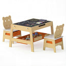 Toddler Table and 2 Chairs 5-in-1 Cute Art Desk Set with Reversible Chalkboard Whiteboard