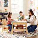 Toddler Table and 2 Chairs 5-in-1 Cute Art Desk Set with Reversible Chalkboard Whiteboard