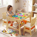 Toddler Table and 2 Chairs 5-in-1 Cute Art Desk Set with Reversible Chalkboard Whiteboard