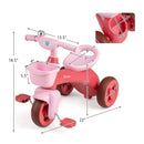 Toddler Tricycle with Limited Steering with Front Baskets and Bell
