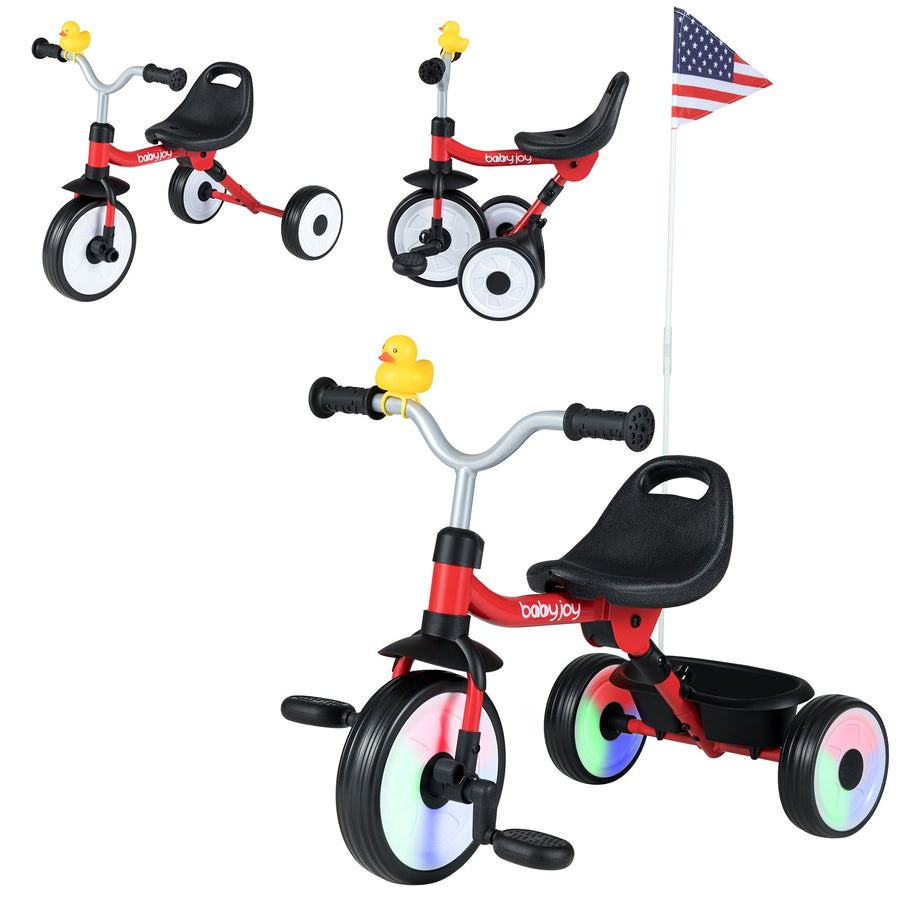 Toddler Tricycle with 3-Position Seat and Storage Basket for Kids