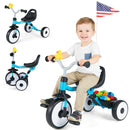 Toddler Tricycle with 3-Position Seat and Storage Basket for Kids