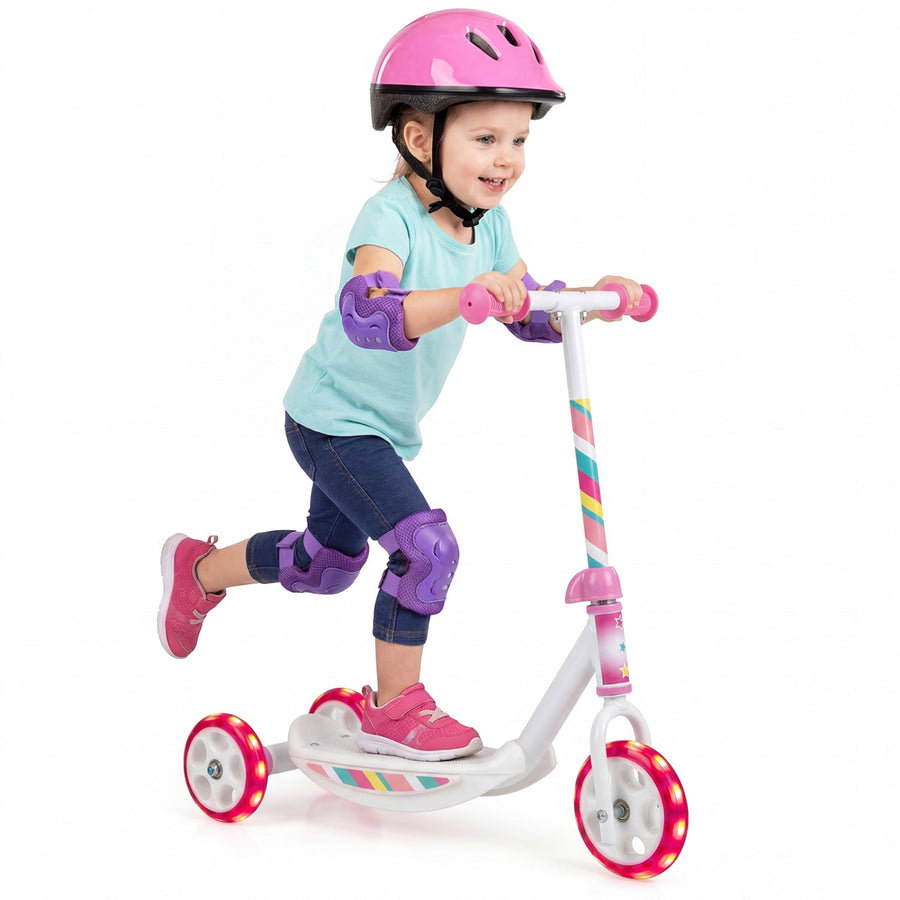 Toddlers Kick Scooter with LED Light-Up Wheels and Wide Anti-Slip Deck for Boys and Girls