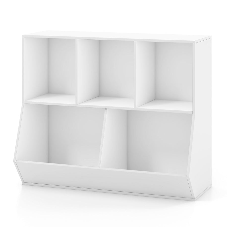 5-Cube Wooden Kids Toy Storage Organizer with Anti-Tipping Kits