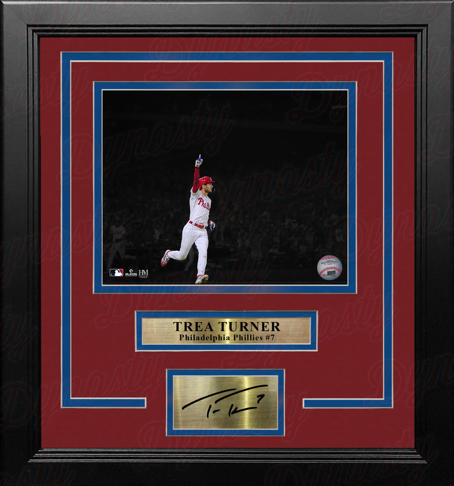 Trea Turner Celebration Philadelphia Phillies 16x20 Framed Blackout Photo with Engraved Autograph