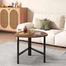 Triangle Coffee Table Oval Coffee Table with Metal Legs Industrial Center Table