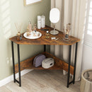 Triangle Corner Desk with Charging Station - Rustic Brown
