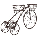 Tricycle Plant Stand Flower Pot Cart Holder with 3 Hollowed Baskets