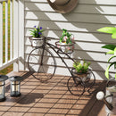 Tricycle Plant Stand Flower Pot Cart Holder with 3 Hollowed Baskets