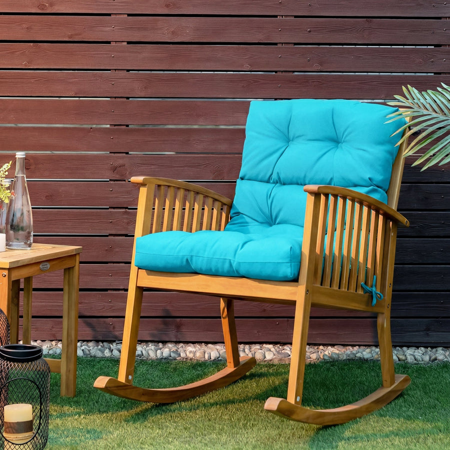 Tufted High Back Patio Chair Cushion with Ties - Turquoise