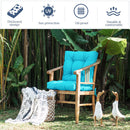 Tufted High Back Patio Chair Cushion with Ties - Turquoise