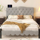 Tufted Upholstered Head Board for Queen and Full Size Bed with 2 AC Outlets
