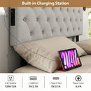 Tufted Upholstered Head Board for Queen and Full Size Bed with 2 AC Outlets