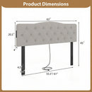 Tufted Upholstered Head Board for Queen and Full Size Bed with 2 AC Outlets