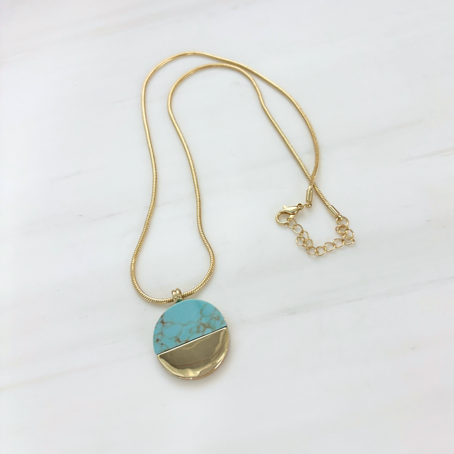Turquoise Disc Necklace 20