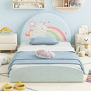 Twin Floor Bed Frame Upholstered Twin Size Kids Floor Bed with 210D Oxford Cloth Floor Mat