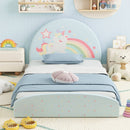 Twin Floor Bed Frame Upholstered Twin Size Kids Floor Bed with 210D Oxford Cloth Floor Mat