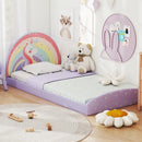 Twin Floor Bed Frame Upholstered Twin Size Kids Floor Bed with 210D Oxford Cloth Floor Mat