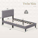 Twin/Full/Queen Size Bed Frame Modern Platform Bed with Linen Fabric Upholstered Headboard