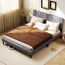 Twin/Full/Queen Size Bed Frame Modern Platform Bed with Linen Fabric Upholstered Headboard