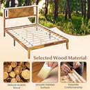 Twin/Full/Queen Size Bed Frame Mid-Century Acacia Wood Platform Bed with Headboard