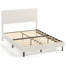 Twin/Full/Queen Size Velvet Bed Frame Upholstered Platform Bed with Chevron Headboard Beige