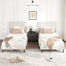 Twin/Full/Queen Size Velvet Bed Frame Upholstered Platform Bed with Chevron Headboard Beige