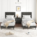 Twin/Full/Queen Size Velvet Bed Frame Upholstered Platform Bed with Chevron Headboard Gray