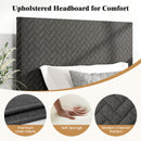 Twin/Full/Queen Size Velvet Bed Frame Upholstered Platform Bed with Chevron Headboard Gray
