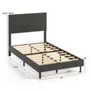 Twin/Full/Queen Size Velvet Bed Frame Upholstered Platform Bed with Chevron Headboard Gray