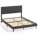 Twin/Full/Queen Size Velvet Bed Frame Upholstered Platform Bed with Chevron Headboard Gray
