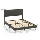 Twin/Full/Queen Size Velvet Bed Frame Upholstered Platform Bed with Chevron Headboard Gray