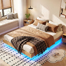 Twin/Full/Queen Size Floating Bed Frame with LED Lights for Bedroom