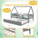 Twin House Bed with Trundle and Fence Rail