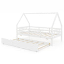 Twin House Bed with Trundle and Fence Rail