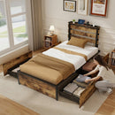 Twin Bed Frame with 4 Large Storage Drawers – Space