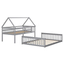 Twin Over Full House Bunk Bed with Ladder and Guardrails