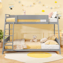 Twin Over Full Low Bunk Bed with Reversible Ladder