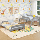 Twin Over Full Low Bunk Bed with Reversible Ladder