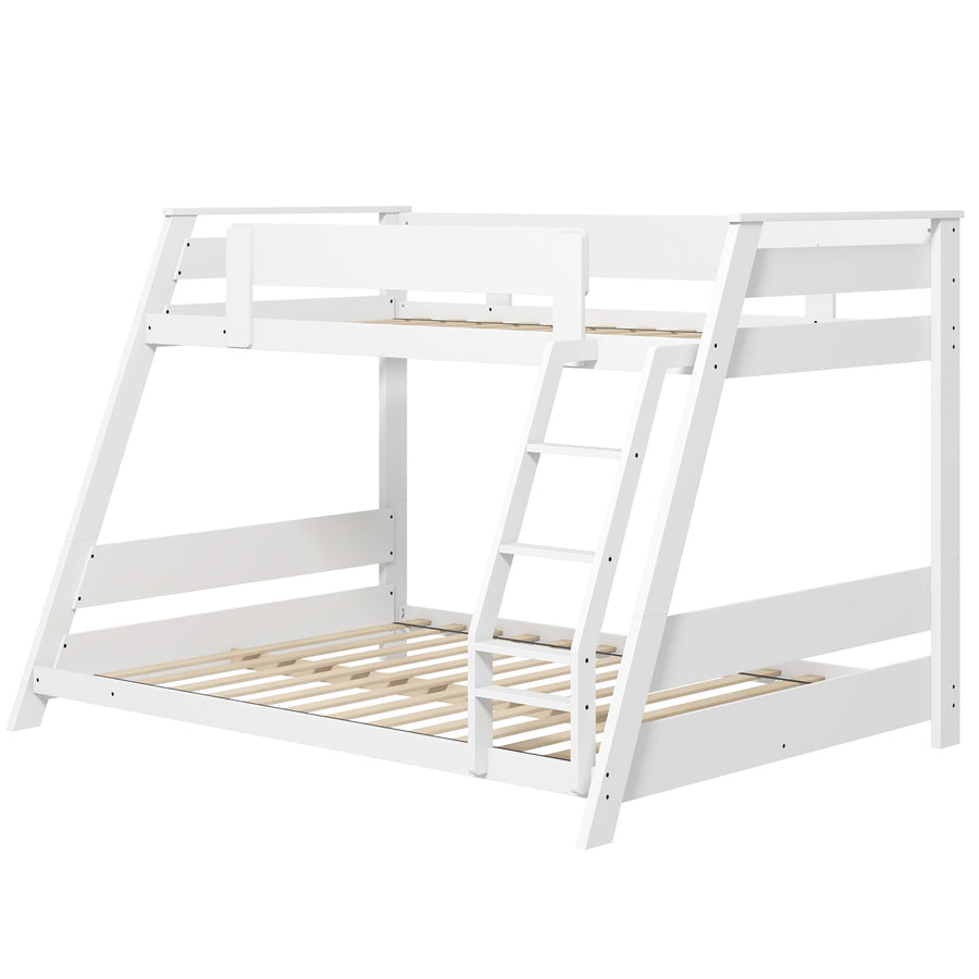 Twin Over Full Low Bunk Bed with Reversible Ladder