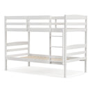 Solid Wood Twin Over Twin Bunk Bed Frame with High Guardrails and Integrated Ladder
