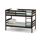 Solid Wood Twin Over Twin Bunk Bed Frame with High Guardrails and Integrated Ladder